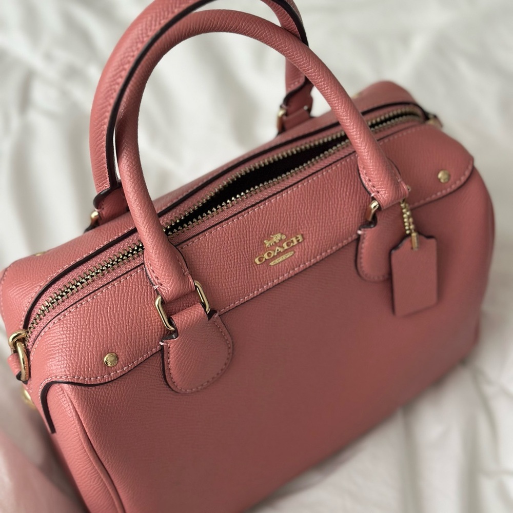 Coach Pink Leather Satchel with Gold Hardware
